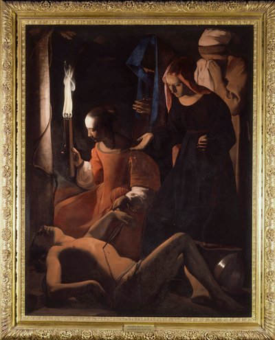 Svatý Šebestián léčí svatá Irene. (Sv. Sebastián něžný sv. Irenou) Obraz Georgese De La Tour (1593-1652) od Georges de La Tour