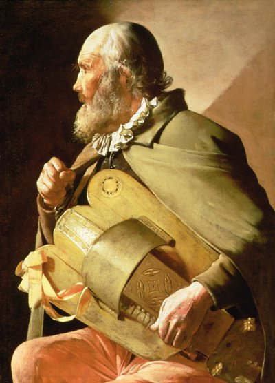 The Blind Hurdy Gurdy Player (olej na plátně) od Georges de La Tour