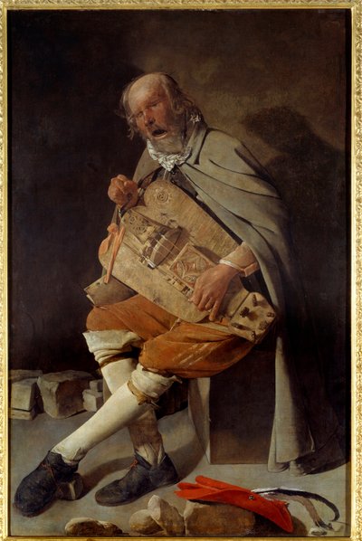 Dědek také říká stařec v klobouku nebo stařík v mouše. Obraz od Georgese De La Tour (1593-1652) od Georges de La Tour