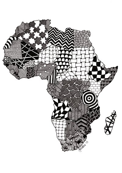Afrika, 2015 (tuš na bristolové desce) od Georgina Naisbitt