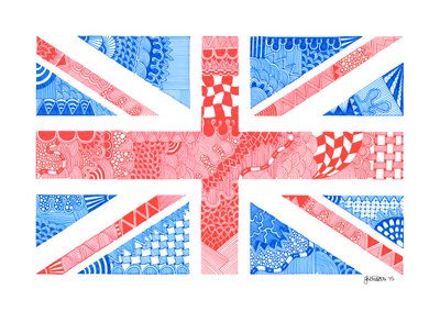 Union Jack, 2015 (tuš na bristolové desce) od Georgina Naisbitt