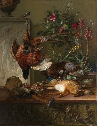 Zátiší se zvěří a řeckou stélou: Alegorie podzimu. 1818 od Georgius Jacobus Johannes van Os