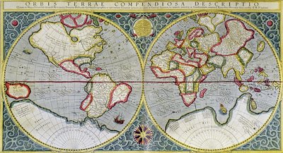 Mapa světa Mercator (1587) - v "Vesmír a lidstvo" od H. Kraemera od Gerard (after) Mercator