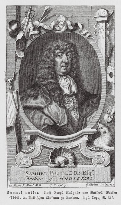 Samuel Butler, anglický básník (rytina) od Gerard (after) Soest