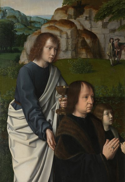 Detail levého panelu Křest Krista, kolem 1502-08 (olej na panelu) od Gerard David