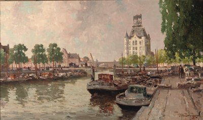 Pohled na Witte Huis, Rotterdam (olej na plátně) od Gerard Delfgaauw
