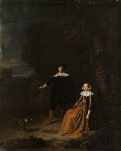 Portrét páru v krajině od Gerrit Dou