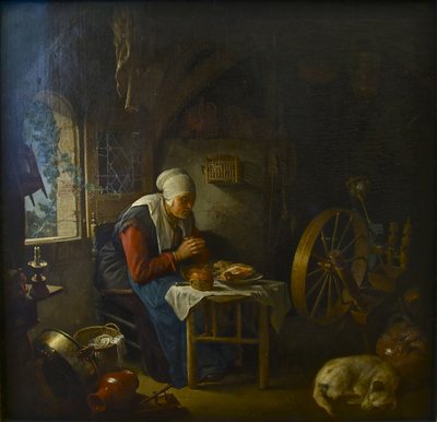 Modlitba Přadlena, 1645 od Gerrit Dou