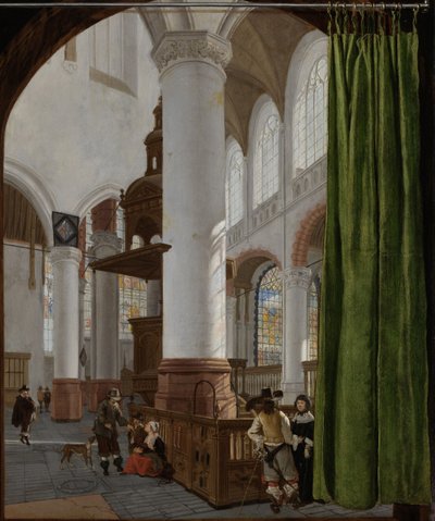 Interiér starého kostela v Delftu, 1654 od Gerard Houckgeest
