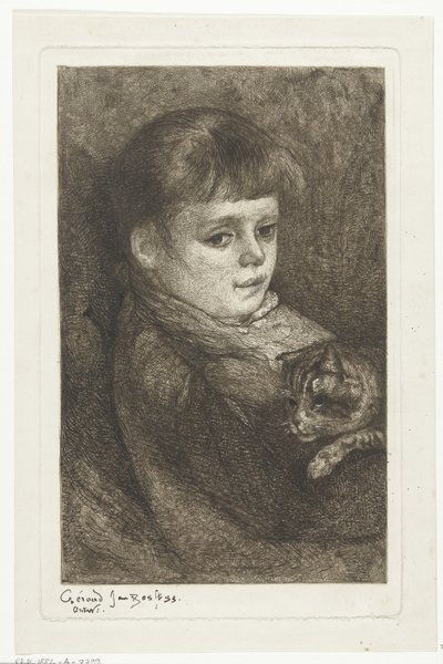 Portrét Eleonory Bos s kočkou od Gerard Jan Bos (signed by artist)