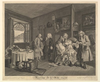 Manželství A-la-Mode, deska VI, 1. dubna 1745. od Gerard Jean Baptiste Scotin