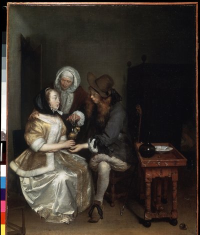 Sklenice limonády (Sklenice limonády). Obraz Gerarda Ter Borche mladšího (1617-1681). Olej na plátně, 67 x 54 cm, kolem roku 1660. Nizozemské umění, barokní umění. Muzeum Ermitáž, Petrohrad. od Gerard Terborch