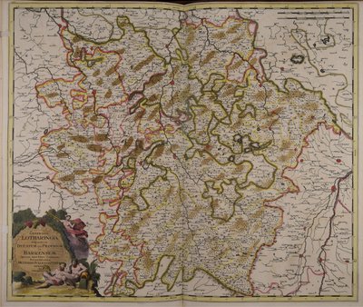Generalis Lotharingia dispartita in ducatum ejus proprium et Barrensem quorum intra fines continentur episcopatus Metensis, Tullensis, Verdunensis od Gerard Valck