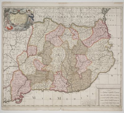 Katalánské knížectví, kolem 1702 (ručně kolorovaný lept) od Gerard Valck