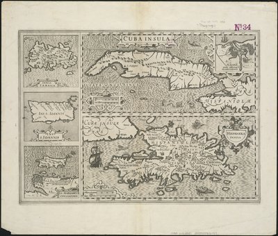 Kuba Insula ; Hispaniola Insula, vyryl Hendrik Hondius, 1633 od Gerard after Mercator