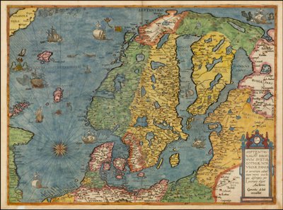 Mapa severní Evropy z roku 1593, Gerard de Jode od Gerard de Jode