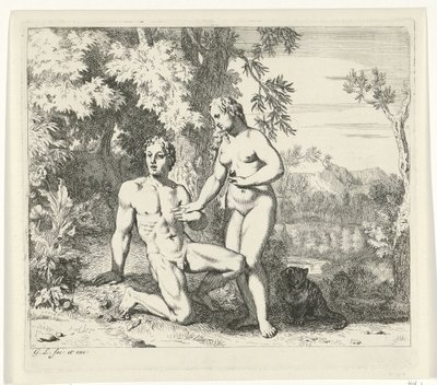 Adam a Eva v ráji Scény z Genesis (název série) od Gerard de Lairesse