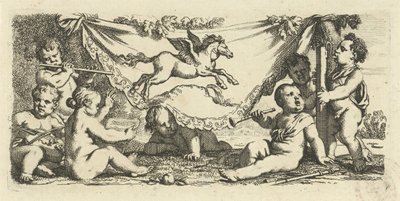 Putti dělá hudbu s Pegasem od Gerard de Lairesse