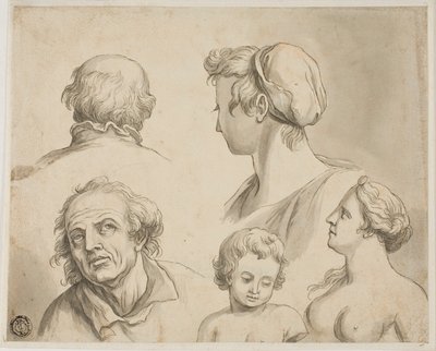 Náčrtky pěti bust od Gerard de Lairesse