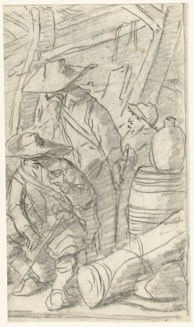 Tři muži v armádním táboře od Gerard ter Borch (II)