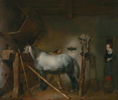 Koňská stáj od Gerard ter Borch