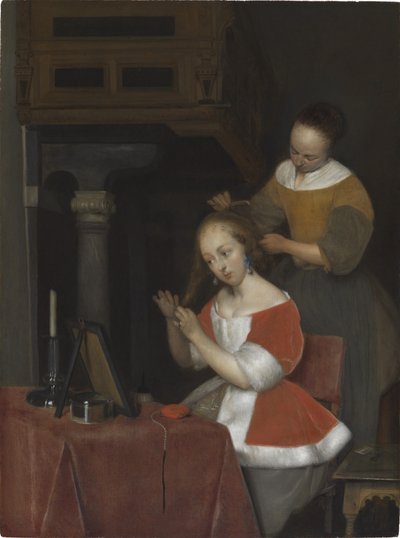 Žena sedící u toalety od Gerard ter Borch