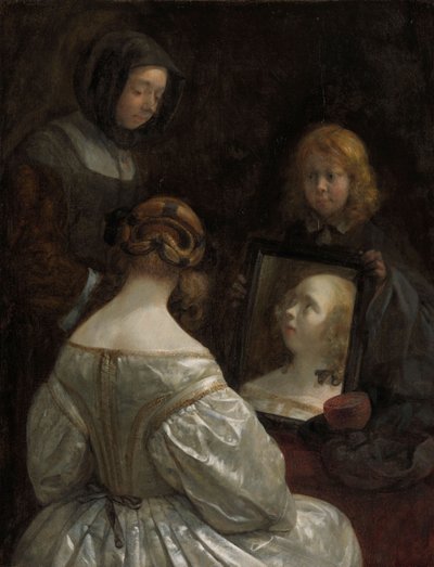 Žena u zrcadla, c. 1652 od Gerard ter Borch