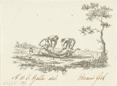 Dva stahovači koní stahovači kůže od Gerardus Emaus de Micault (signed by artist)