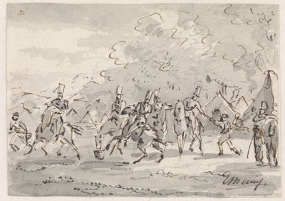 Kavalérie ve stanovém táboře od Gerardus Emaus de Micault