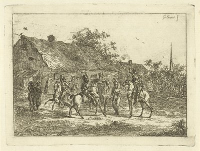 Kavalerie ve vesnici Nápoj na rozloučenou od Gerardus Emaus de Micault