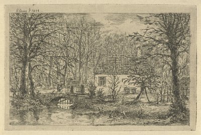 Dům s mostem přes příkop Dům lovce v Haagsche Bosch od Gerardus Emaus de Micault