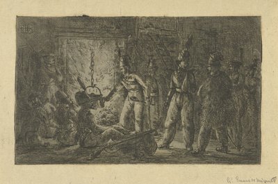 Vojáci u ohně od Gerardus Emaus de Micault