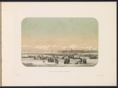 Ledová zábava na Maas v Rotterdamu, v dálce továrna ve Feijenoordu, 1855 Maas před továrnou ve Feijenoordu (název na objektu) Ledová zábava na Maas v Rotterdamu v únoru 1855 s titulky (název série na objektu) od Gerardus Johannes Bos