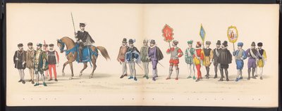 Maškaráda studentů z Leidenu, 1875 (deska 2) Maškaráda pořádaná členy leidenského studentského sboru 15. června 1875 na oslavu 300. výročí Leidsche Hoogeschool, zobrazující Leidsche Hoogeschool, vyobrazenou v od Gerardus Johannes Bos