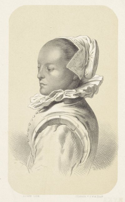 Žena s bílou čepicí a límečkem od Gerardus Johannes Bos