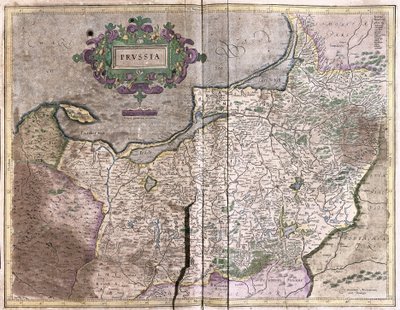 Starožitná mapa Polska - dnešní Litva (rytina od Gerardus Mercator
