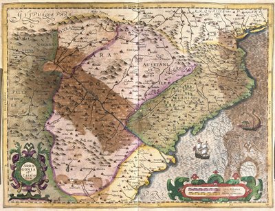 Aragonie a Katalánsko, Španělsko (rytina od Gerardus Mercator