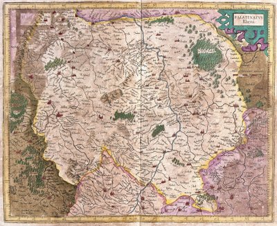 Bavorský region a řeka Dunaj, Německo (rytina od Gerardus Mercator