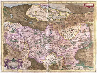 Brandenburg a Berlín, Německo (rytina od Gerardus Mercator