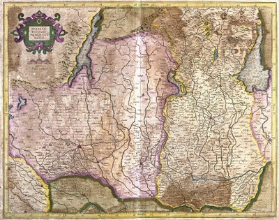 Brescia a Milán, Itálie (rytina od Gerardus Mercator