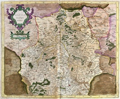 Hessen, Kassel, Německo (rytina od Gerardus Mercator