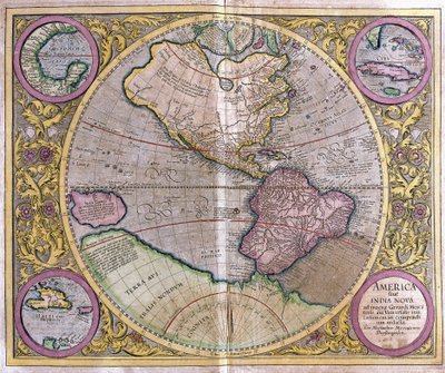 Severní a Jižní Amerika a Nová Guinea od Gerardus Mercator