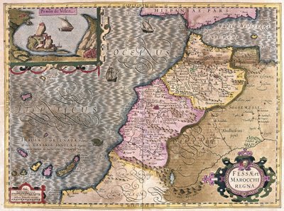 Severozápadní Afrika s Kanárskými ostrovy (rytina od Gerardus Mercator