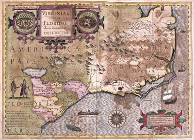Virginie a Florida (rytina od Gerardus Mercator