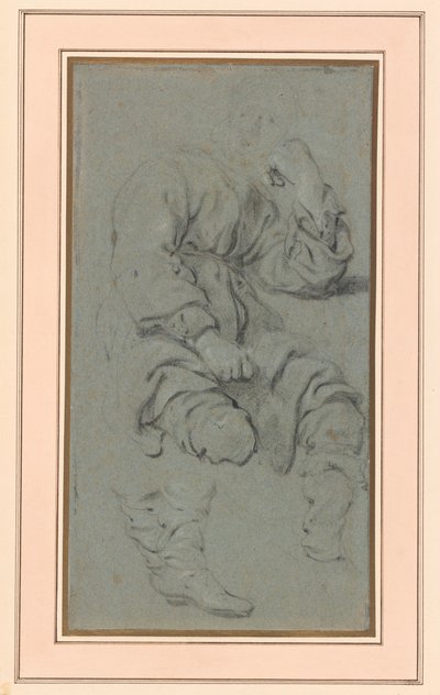 Studie sedícího muže pro postavu na obraze Proroka Elizea a Šunamitky na hoře Karmel (Národní muzeum, Varšava inv. M.Ob.551 MNW) od Gerbrand van den Eeckhout