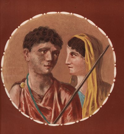 Portrét muže a ženy z neznámého domu v Pompejích. Chromolitografie Victora Steegera podle ilustrace Geremia Discanno z Emile Presuhna (1844-1878) Nejkrásnější obrazy Pompejí, Lipsko od Geremia Discanno