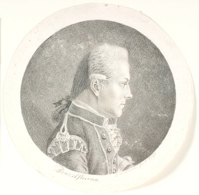 Portrét Larse Benzelstjerne, švédského námořního důstojníka (1759-1808). Obrázek poprsí. Profil vpravo od Gerhard Ludvig Lahde