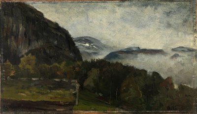 Krajina v Øylo v mlze od Gerhard Munthe