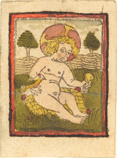 Kristus dítě s ptákem od German 15th Century