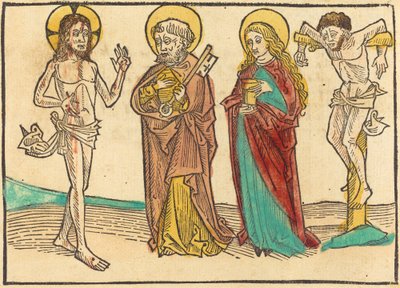 Kristus ukazuje své rány Petrovi, Magdaleně a Dobrému zloději od German 15th Century